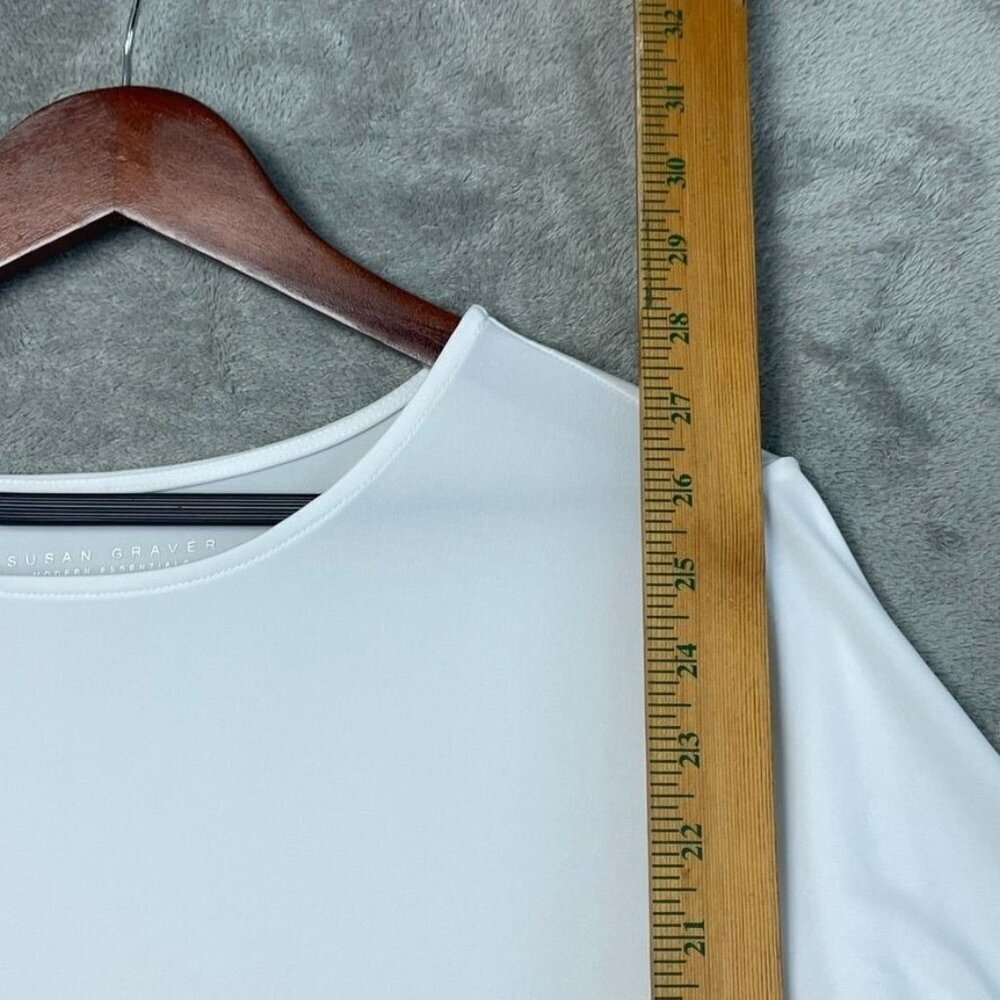 Susan Graver Womens White Tunic Top Size XL Stretch Fabric a1647 - Picture 3 of 7